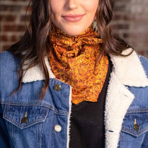 Mustard Tooled Bandana - Picture 1 of 4